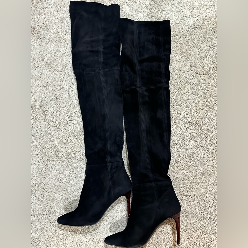 H & M Balmain Suede Knee High Boots
